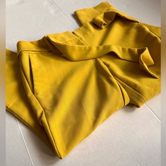 Loft Marisa Slim Tie-Waist Dress Pants Trousers - Solar Mustard Yellow petite 0 - Picture 3 of 6